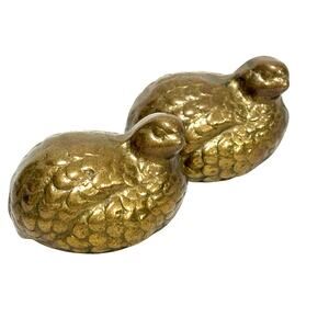 Vintage brass figures quail bird figurines paperweights miniature made in Taiwan